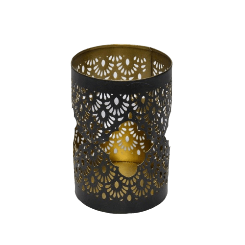 IRON CANDLE VOTIVE (BLACK & GOLD)